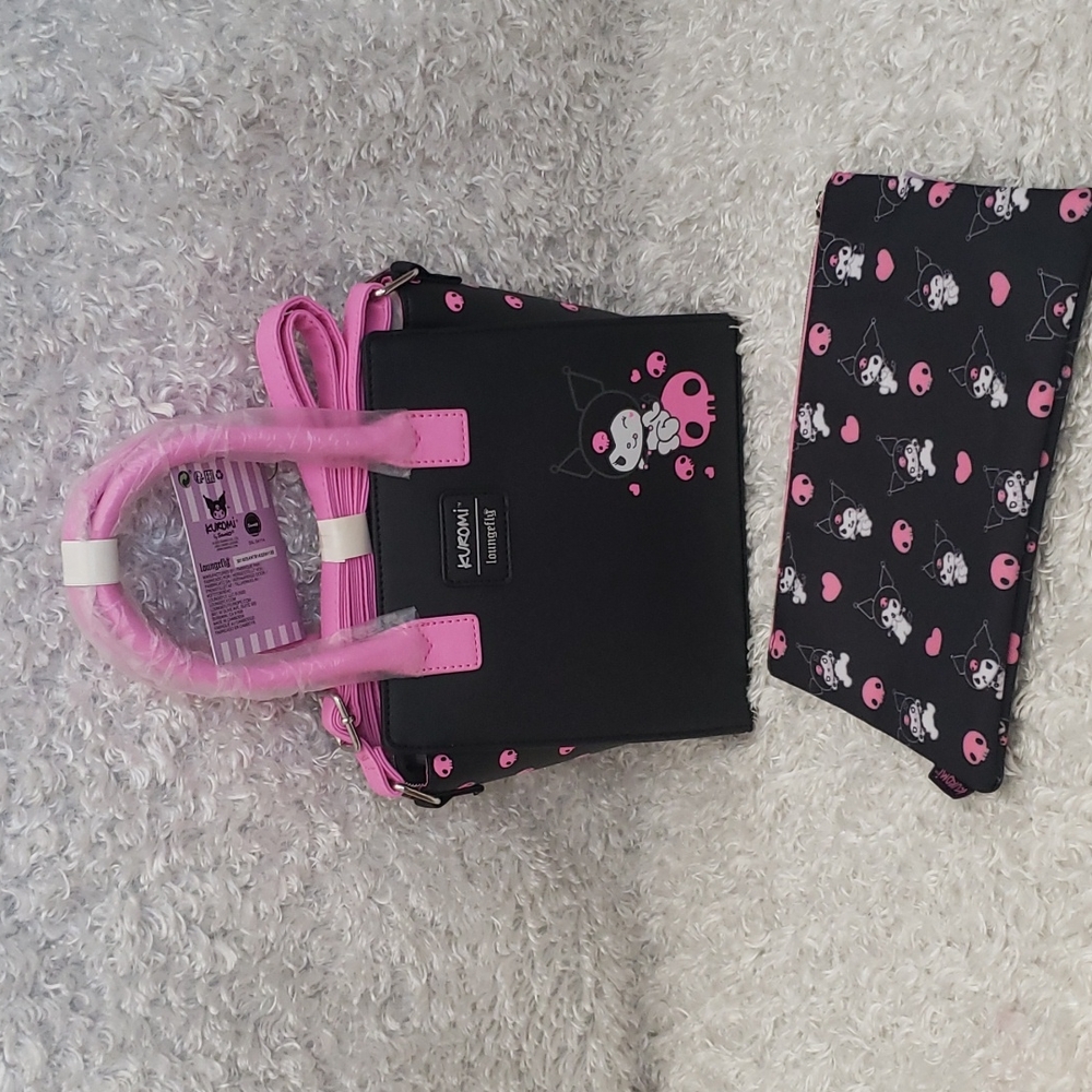 NWT Loungefly Kuromi satchel crossbody and make-up bag - Picture 2 of 13